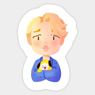 BTS Jimin and BT21 Chimmy Chibi Sticker Sticker